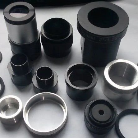 Custom Made CNC Machining Turning Billet Aluminum Black Anodized Flexure Clamp Cover Lens Tube for Camera Parts