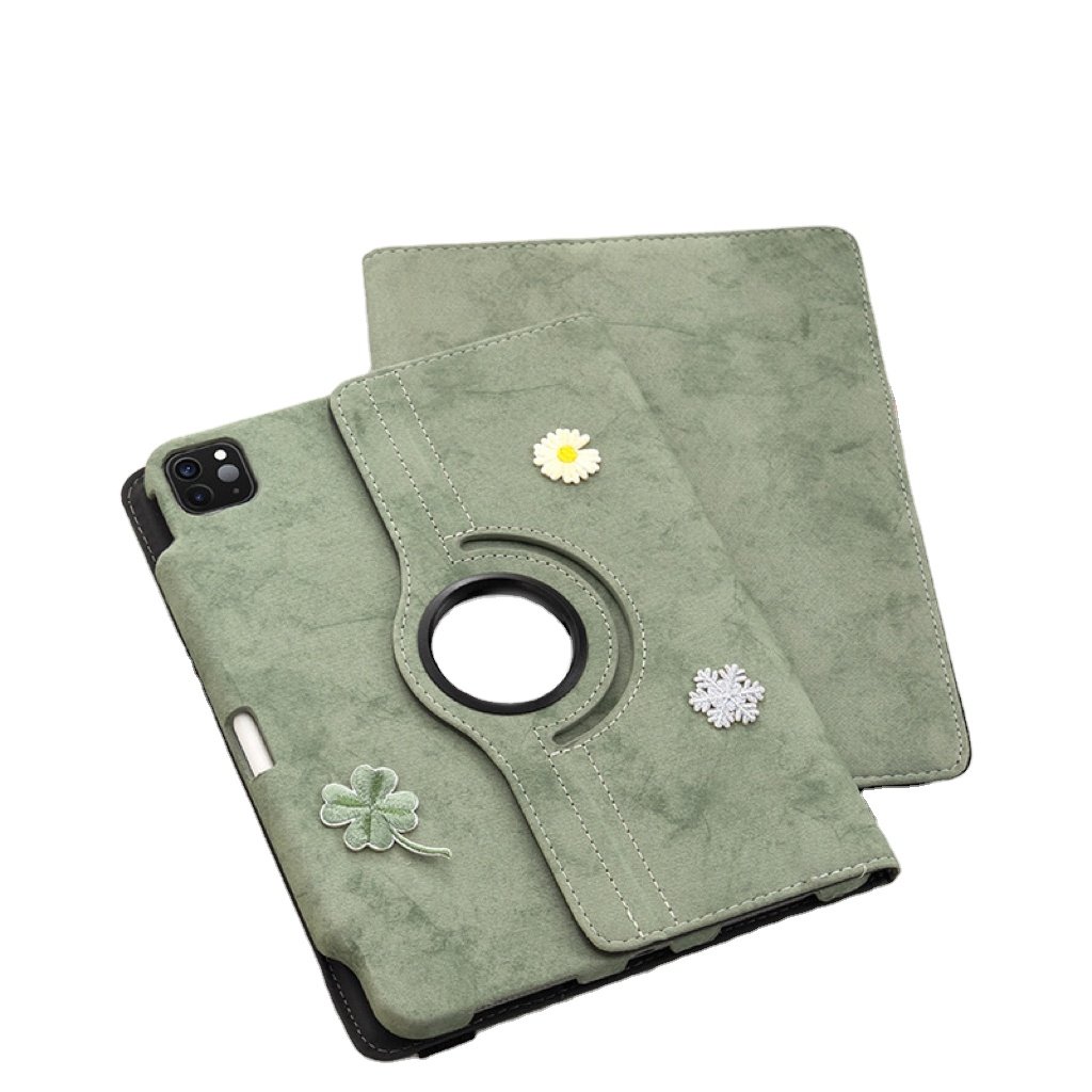 Fashionable Customized Embroidered Leather Tablet Case with Pencil Holder for iPad Air 4 5 10.9 Tablet Case Pro 11