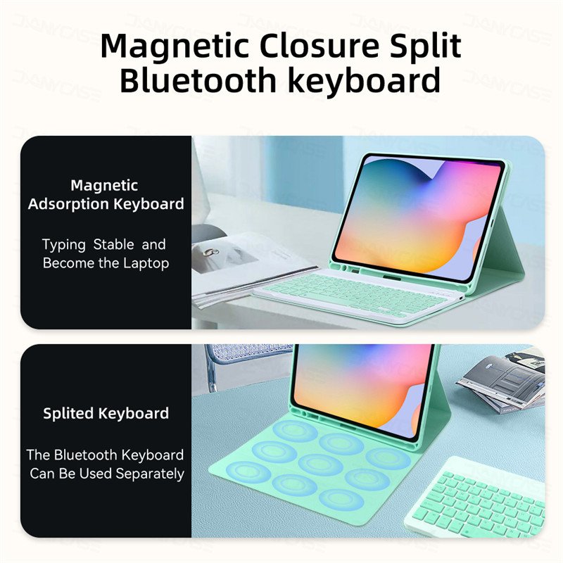 For Samsung Galaxy Tab Wireless Keyboard Case A8 A7 S8 S7 Plus S6 Lite Magnetic Leather Tablet 10 12 inches Android Covers