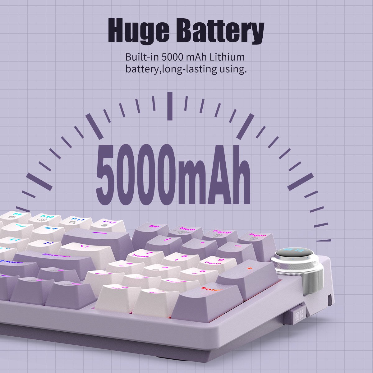 Wireless Gaming Mechanical Keyboard Qwerty Fashion Hot Swap Rgb BT Brown Switches Rechargeable Multi-function Knobs
