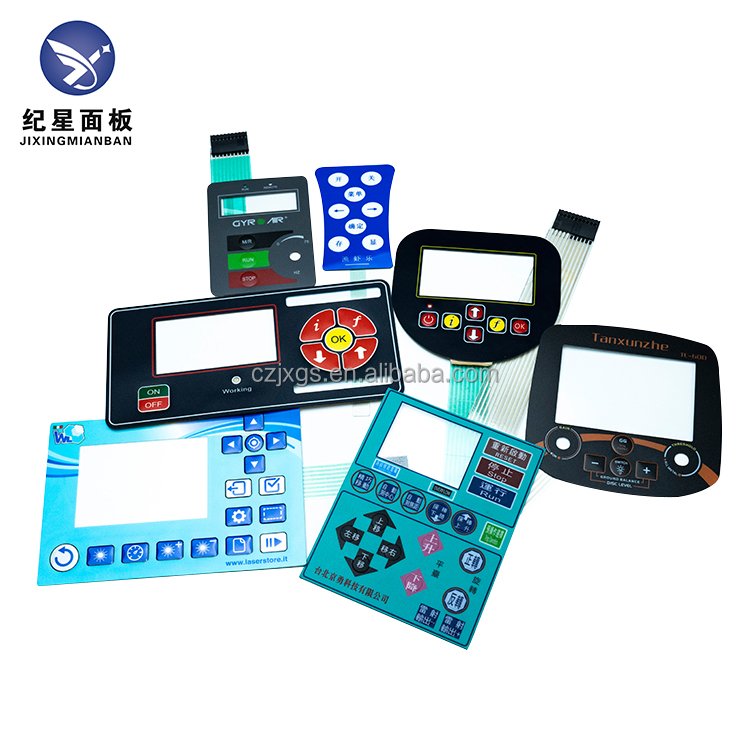 Silk screen printed stickers with print logo display screen keyboard flat panel control jose membrane switch logo packaging