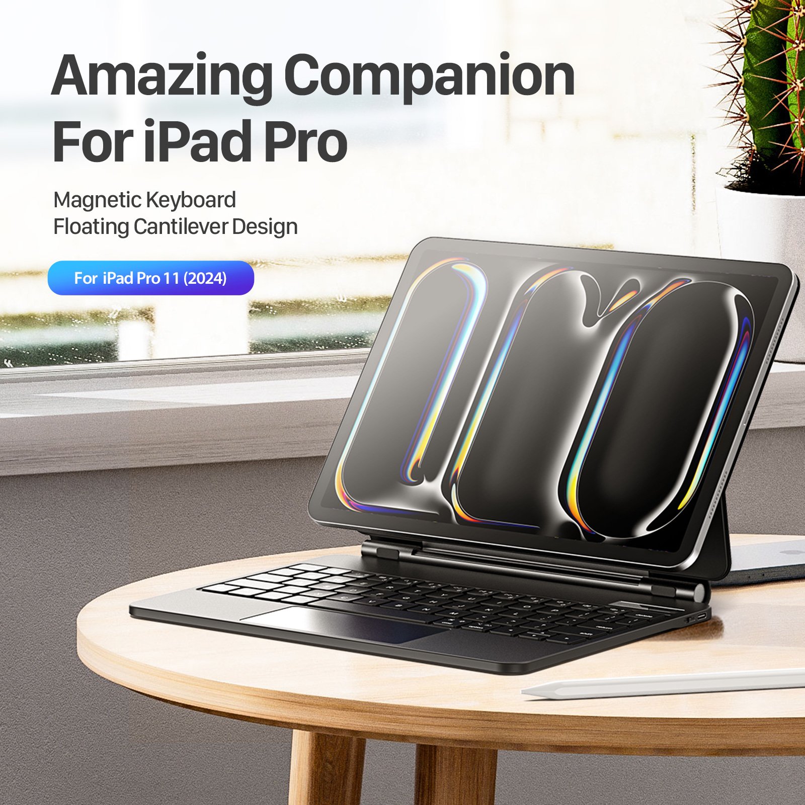 2024 Hot Sale Tablet Magnetic Keyboard Case Wireless Keyboard Stand Cover with Digital Display for iPad pro 11 13