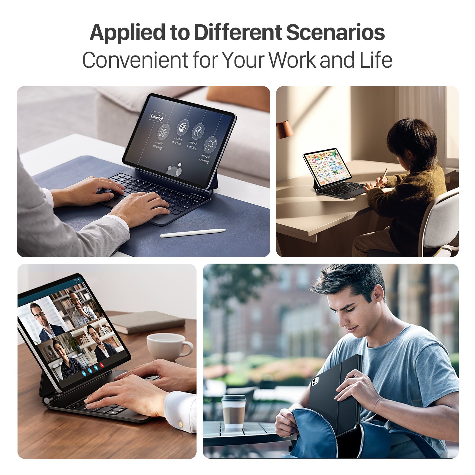 2024 Hot Sale Tablet Magnetic Keyboard Case Wireless Keyboard Stand Cover with Digital Display for iPad pro 11 13