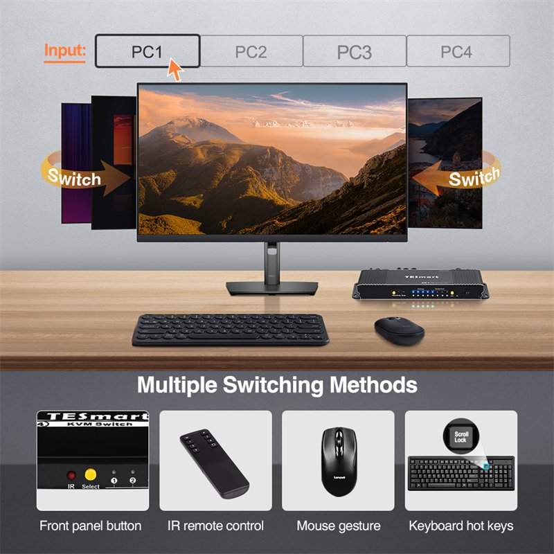 TESmart Factory HDCP 2.2 and HDR 4 port hdmi switch with audio out