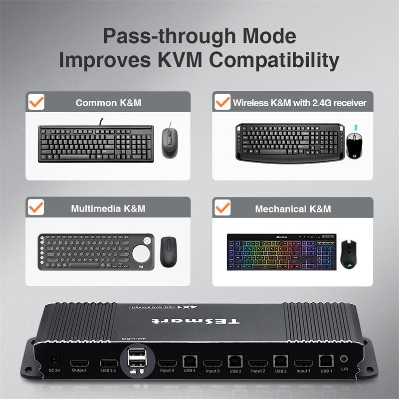TESmart Factory HDCP 2.2 and HDR 4 port hdmi switch with audio out
