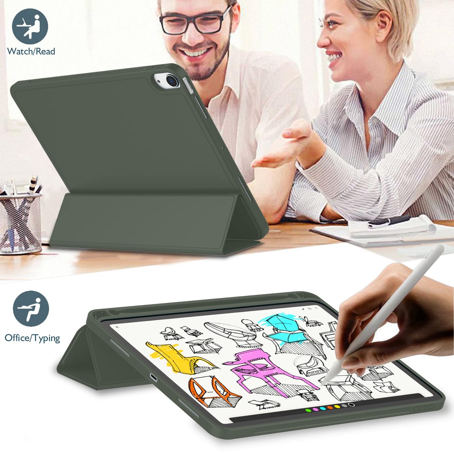 AMZ Hot Sale Case For Ipad 10th 2022,flip Leather Silicone Cover With Pen Slot For Ipad 10.2 Inch