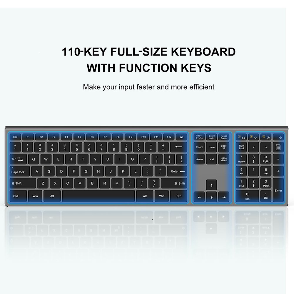 USB Wireless Keyboard for Laptop Desktop Scissors Switch Keyboard Thin Full Size 109 Keys Slim Keyboard