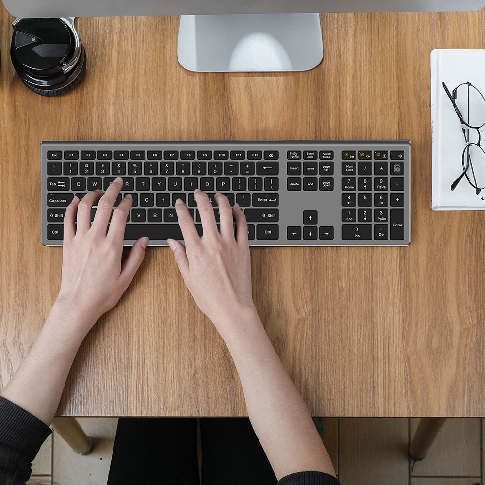 USB Wireless Keyboard for Laptop Desktop Scissors Switch Keyboard Thin Full Size 109 Keys Slim Keyboard