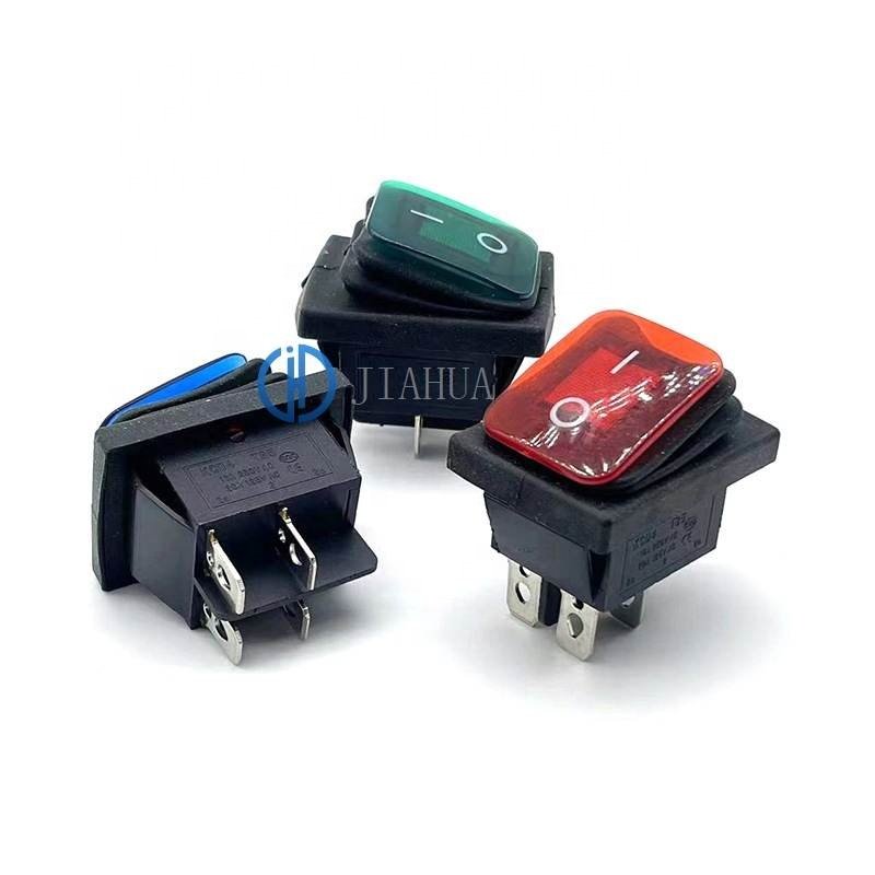 KCD4 integrated waterproof boat type switch with 4-pin and 2-level light, 12V220V rocker power switch, waterproof