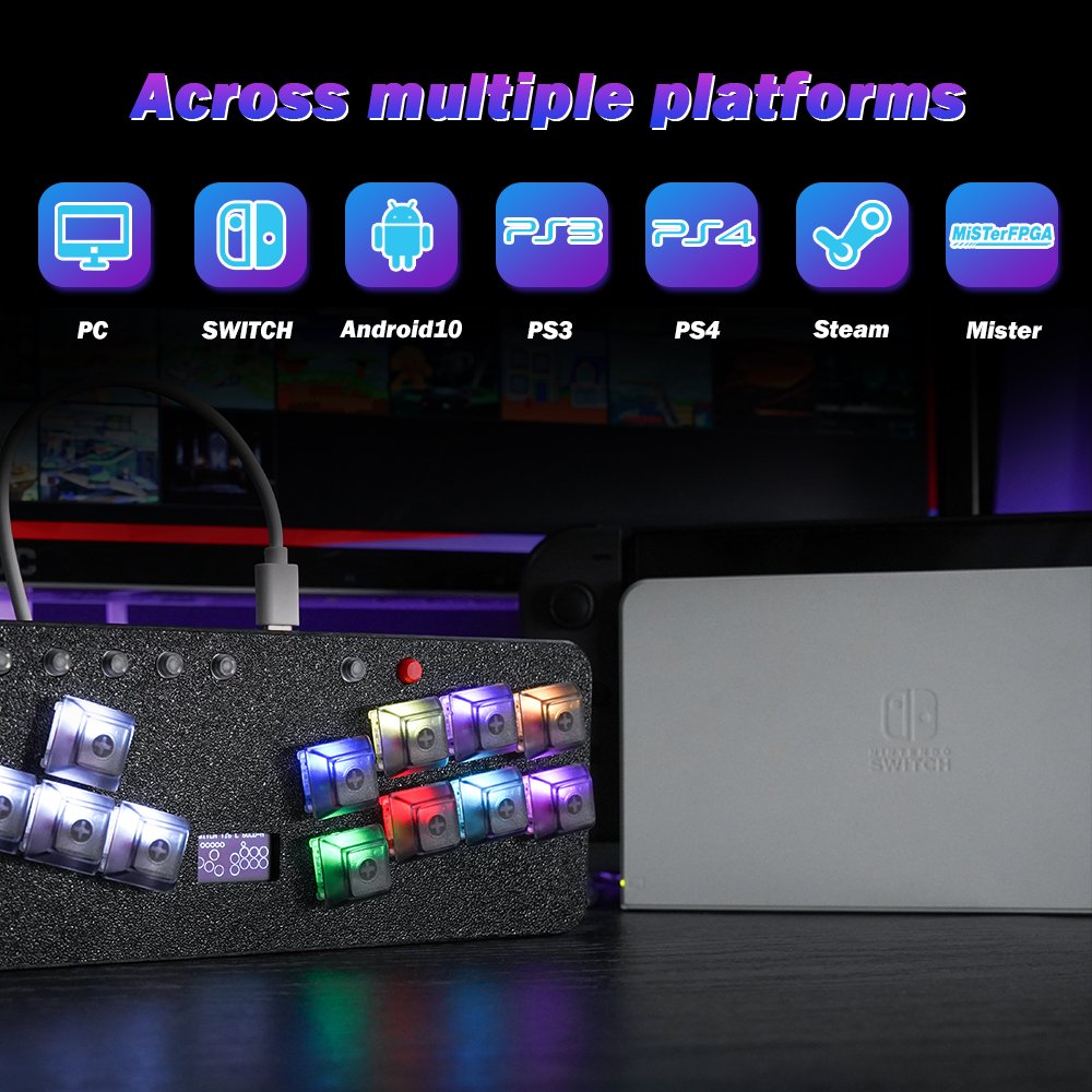 Flatbox Mini HitBox Controller SOCD Fighting Stick Gamepad Joystick With Cherry RGB Switch Gaming Keyboard For PC/PS4/PS3/Switch