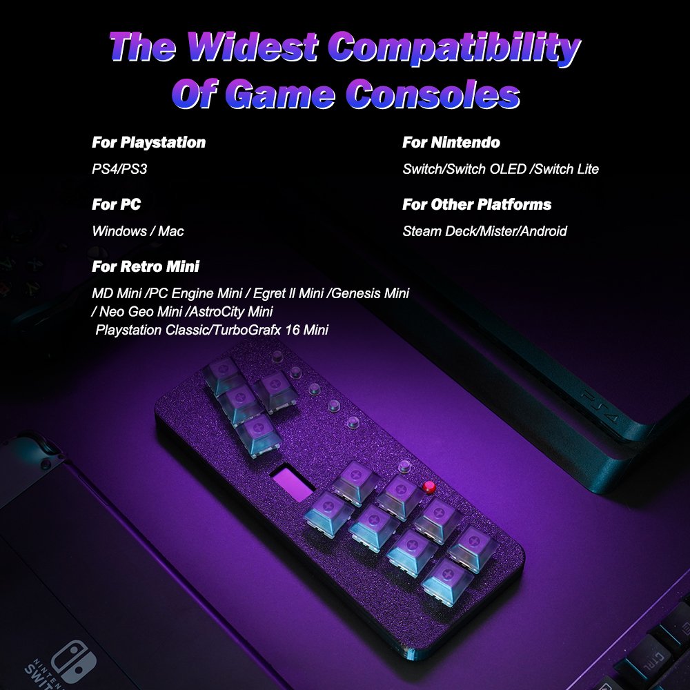 Flatbox Mini HitBox Controller SOCD Fighting Stick Gamepad Joystick With Cherry RGB Switch Gaming Keyboard For PC/PS4/PS3/Switch