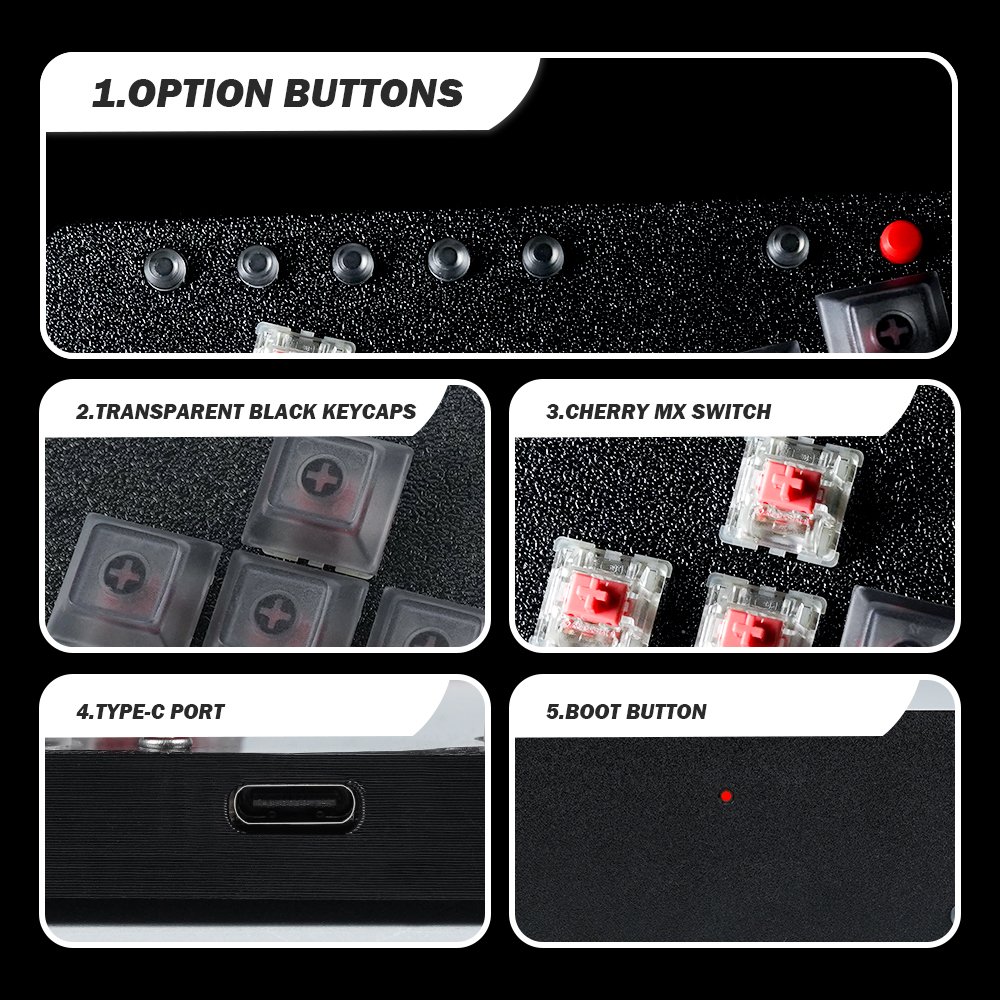 Flatbox Mini HitBox Controller SOCD Fighting Stick Gamepad Joystick With Cherry RGB Switch Gaming Keyboard For PC/PS4/PS3/Switch