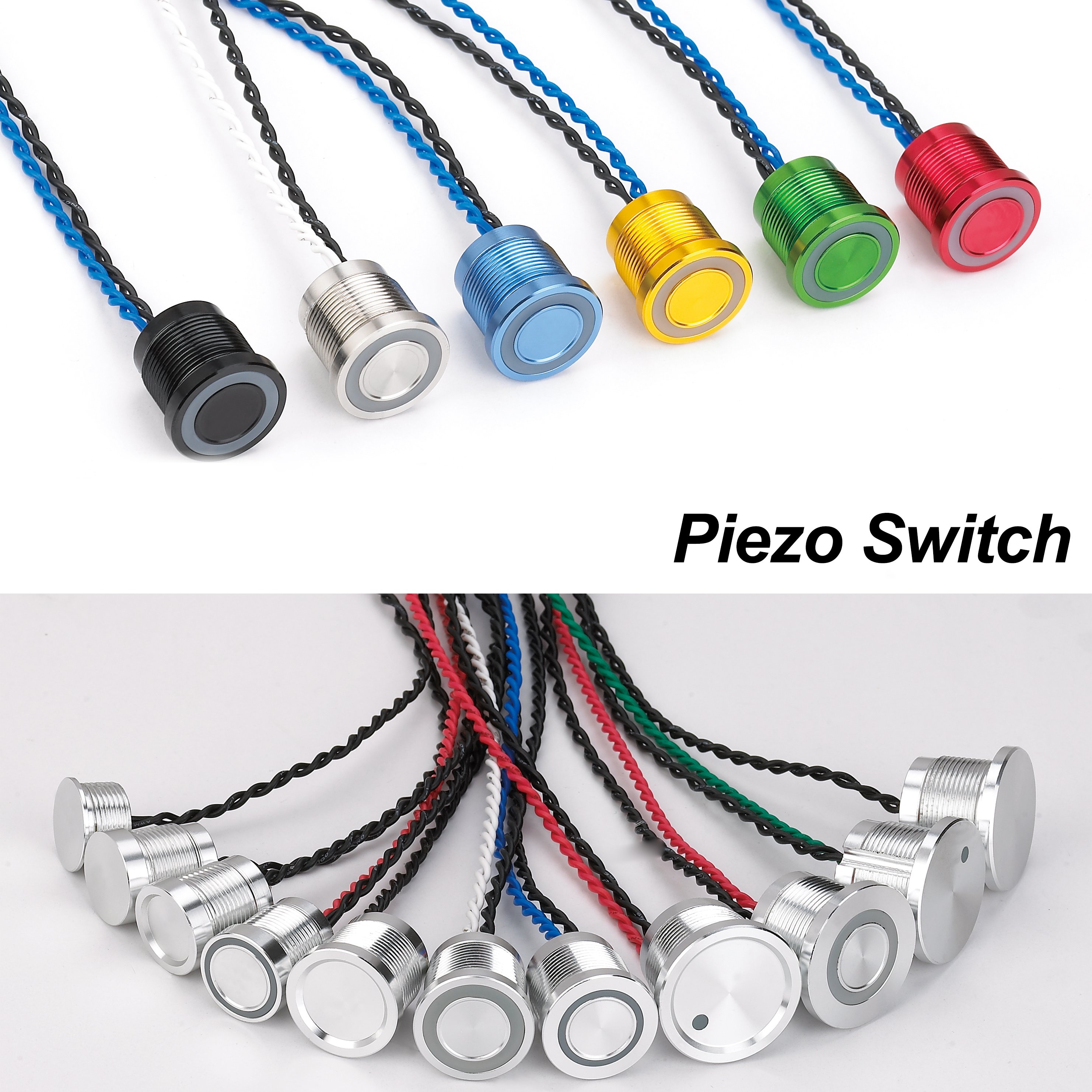 Zero-travel Silent Water Proof IP68 Metal Piezo Switch Momentary Lacting LED Illuminated Replace Micro Travel Push Button switch