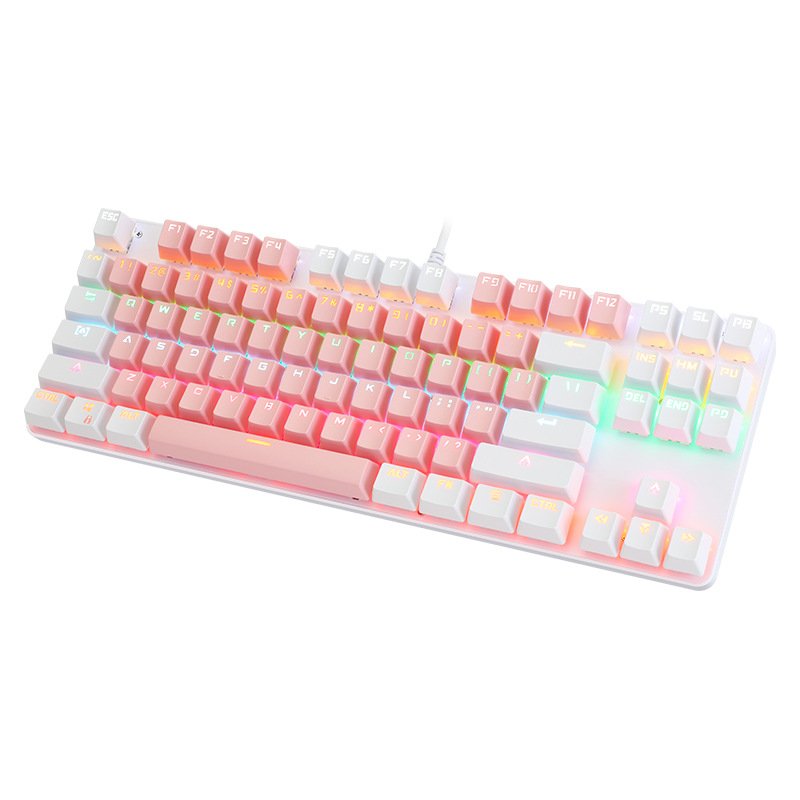 New USB Wired Gaming Keyboard Small Mechanical OEM Teclado White Office Keyboard with Metal Features