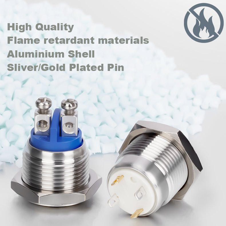 ONPOW 16mm GQ16H-10/S CE, ROHS momentary stainless steel push button switch