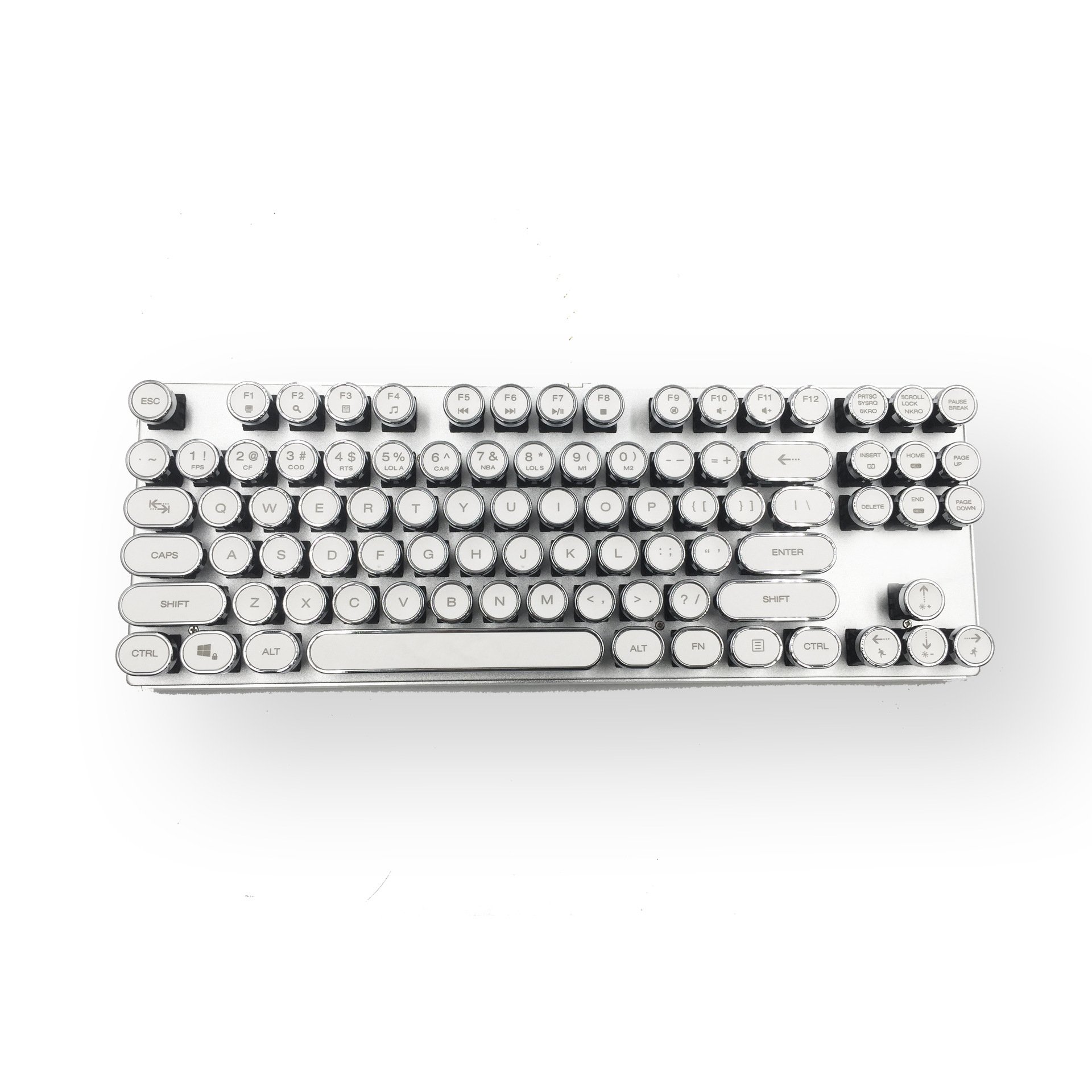 Fashion 2.4G + Wired Dual Mode 87 Key Punk Typewriter Retro Mechanical Keyboard