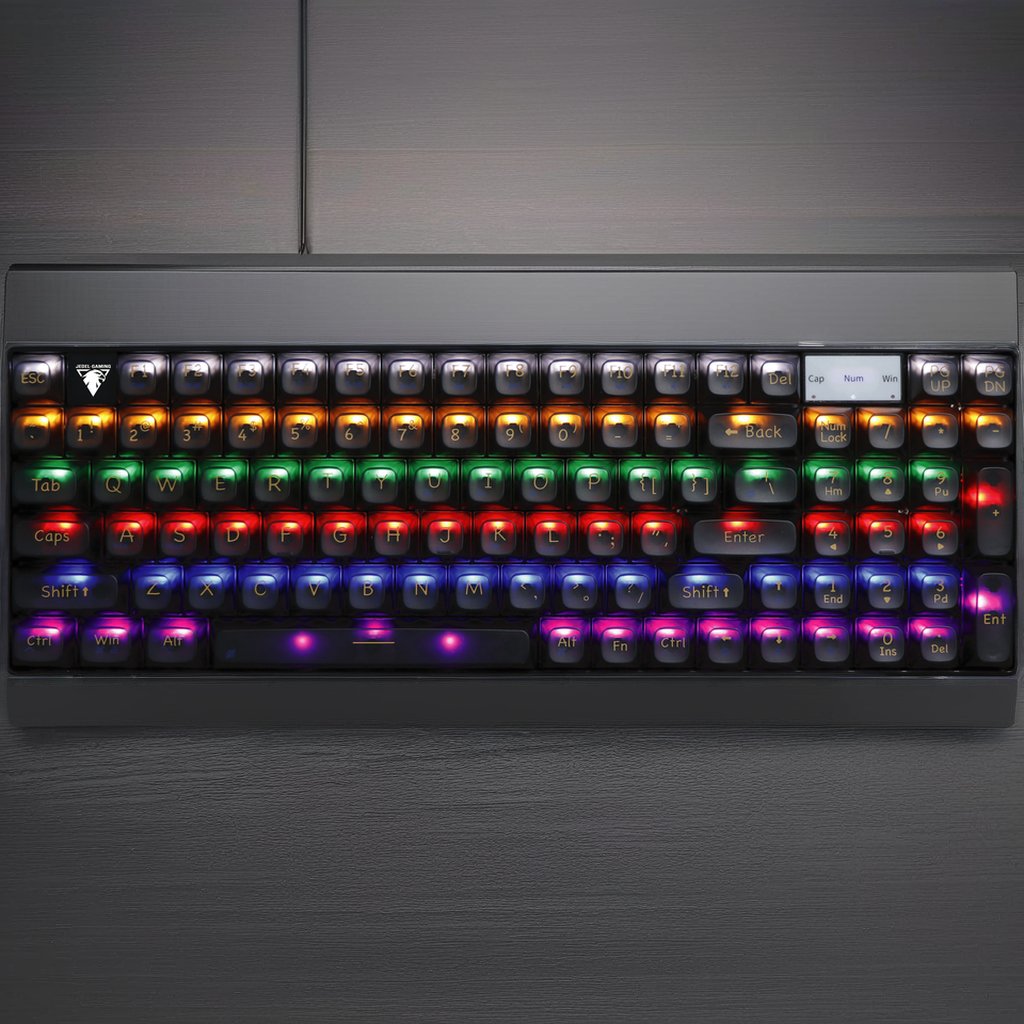 97-Key Colorful PBT Keycap Mechanical Gaming Keyboard Transparent Lighting Layout TKL for Laptop Computer Desktop Application