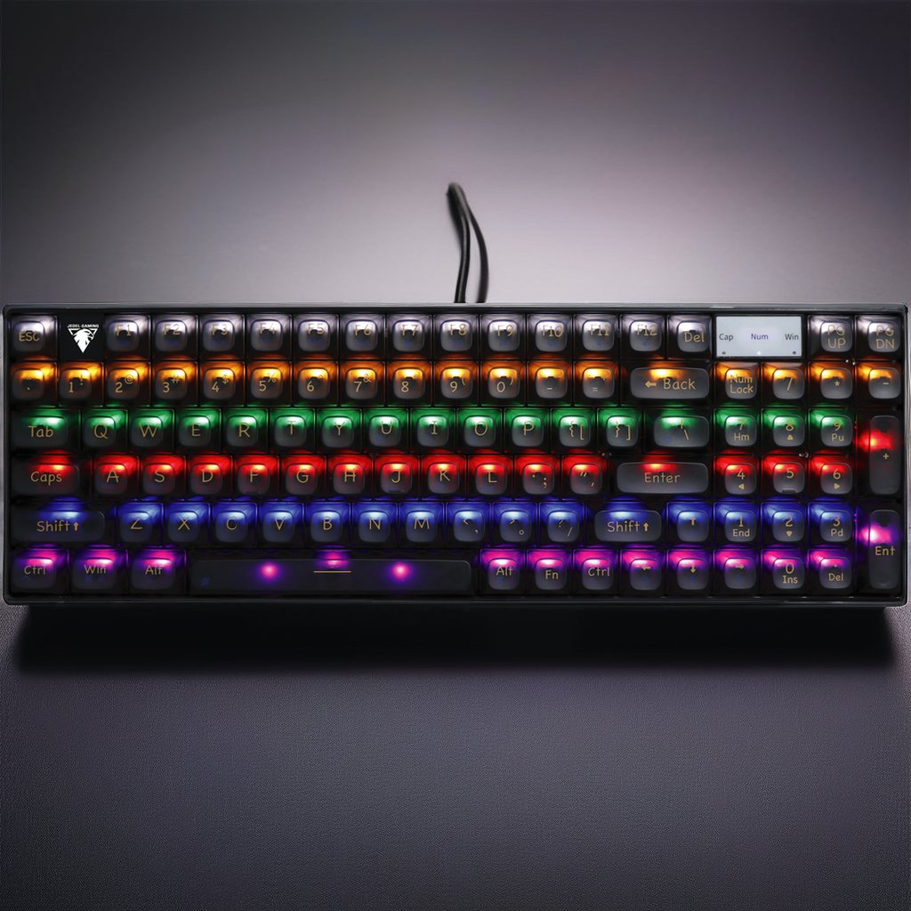 97-Key Colorful PBT Keycap Mechanical Gaming Keyboard Transparent Lighting Layout TKL for Laptop Computer Desktop Application