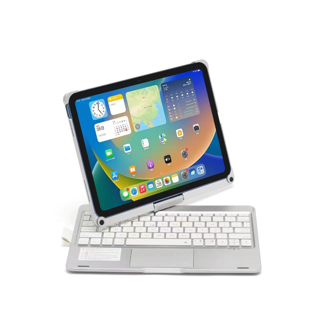 iPad 9th Generation Case with Keyboard Rotatable Touchpad and 7 Color Backlight & Pencil Holder for iPad 10th Gen 10.9 inch.