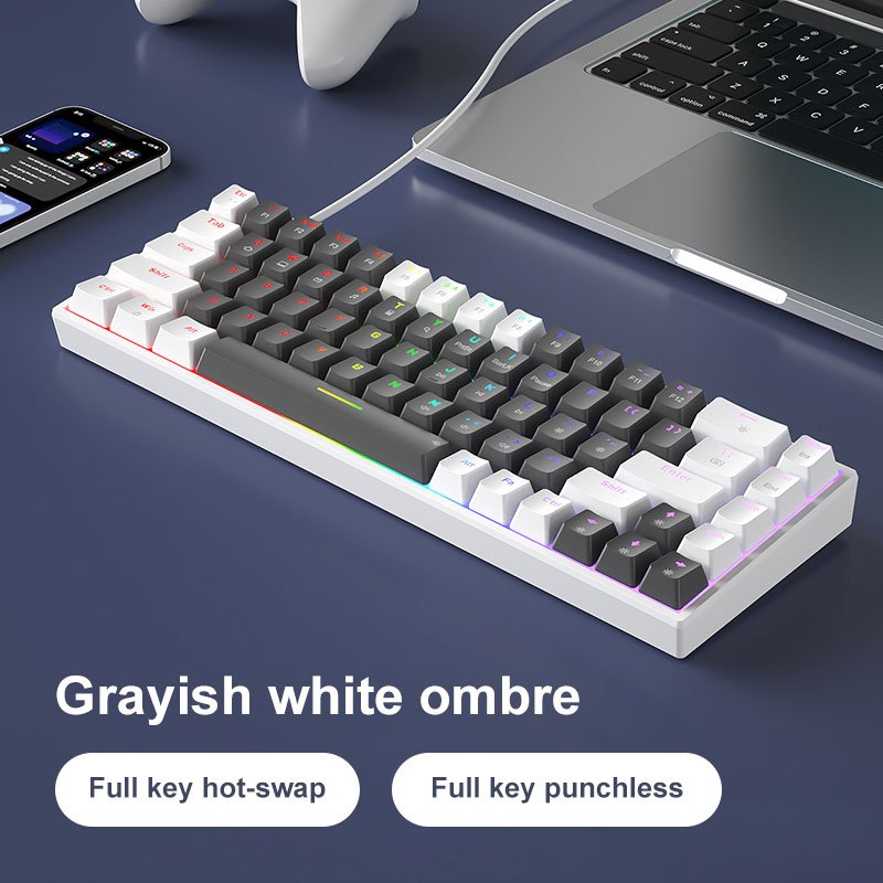 68 Keys Wired Office RGB Keyboard 60% Mechanical Gaming Keyboard with Arrow Keys, Programmable Macro, Red Switches