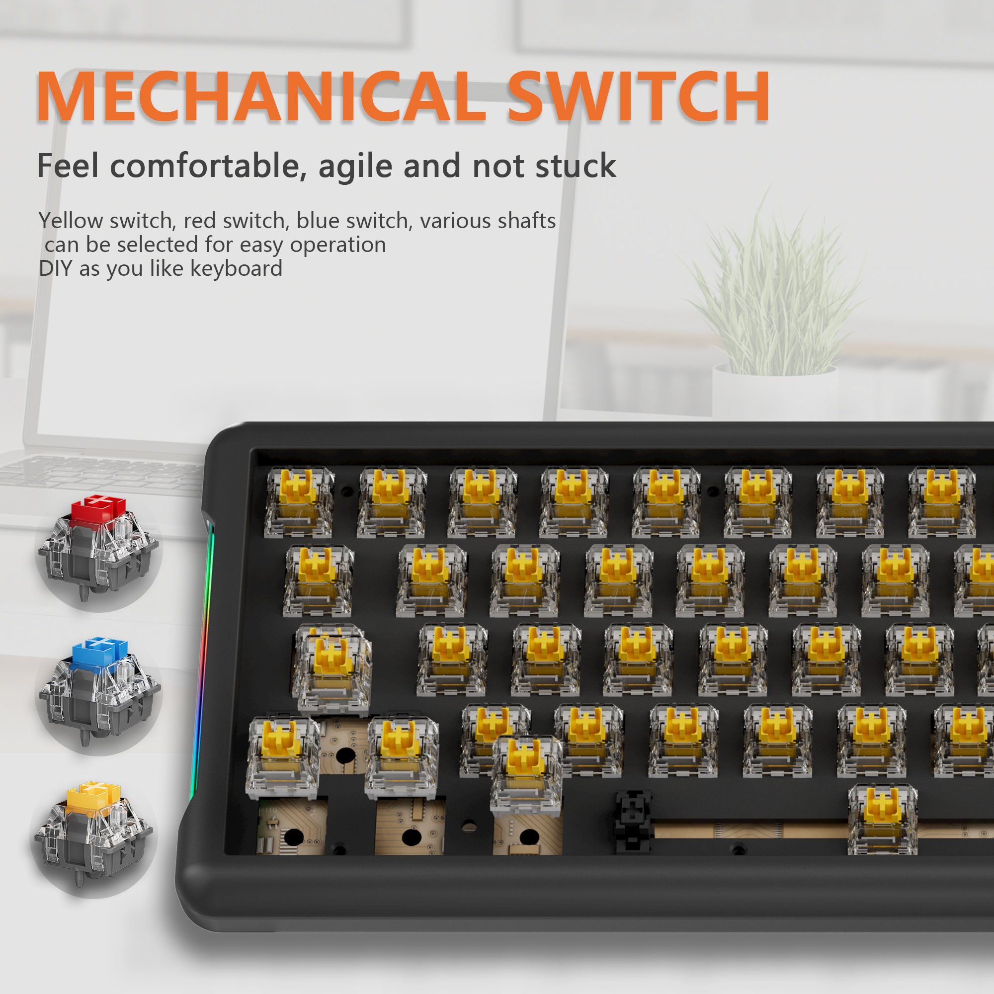 Fashion 61 Keys Keyboard 60% RGB LED Backlit Mechanical Keyboard Teclado Gamer Wired Ergonomic Mini Gaming Keyboard