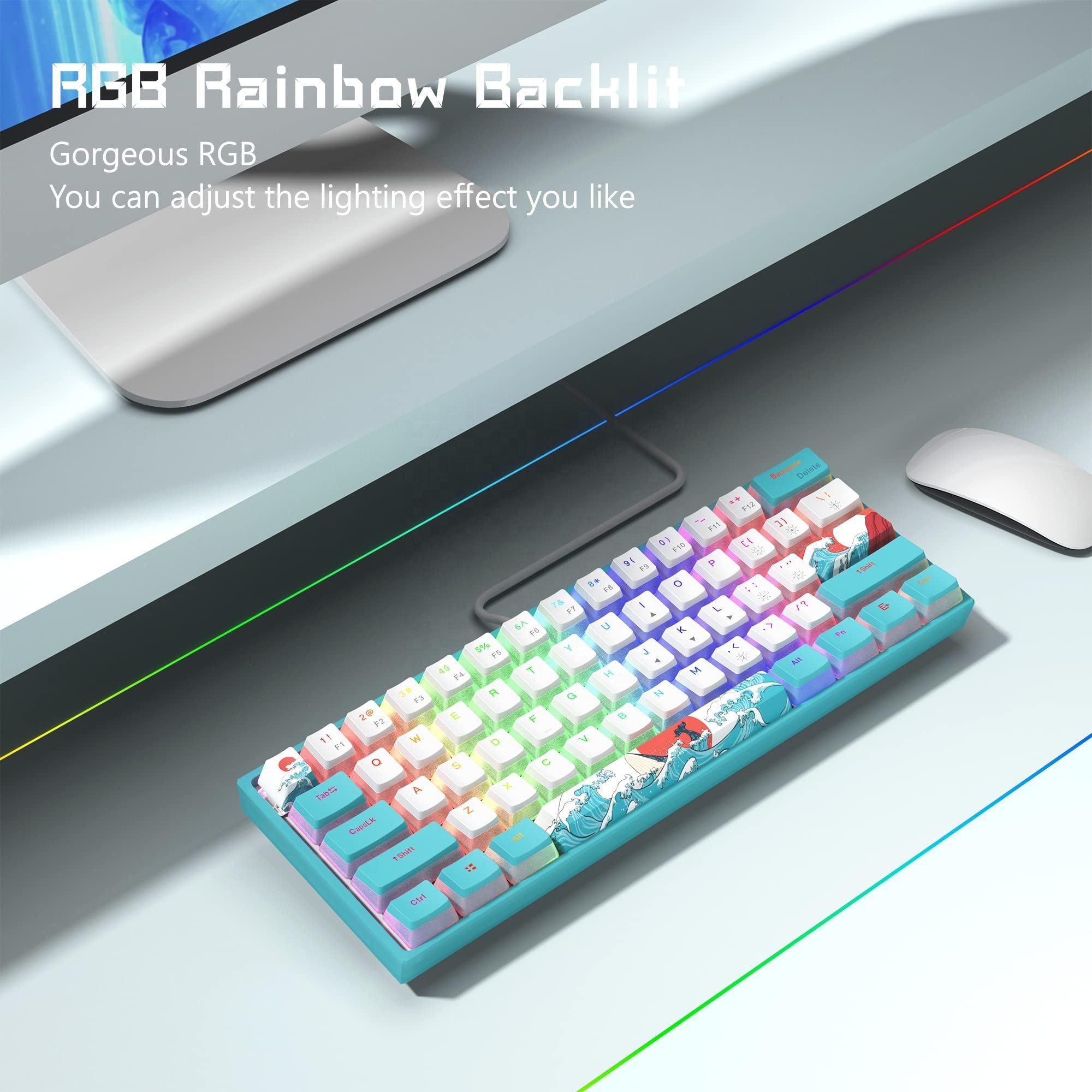 Mini 60% Wired Gaming Keyboard with RGB Wireless Cable Hot Swappable Function Good Price Mechanical Keyboard Switches