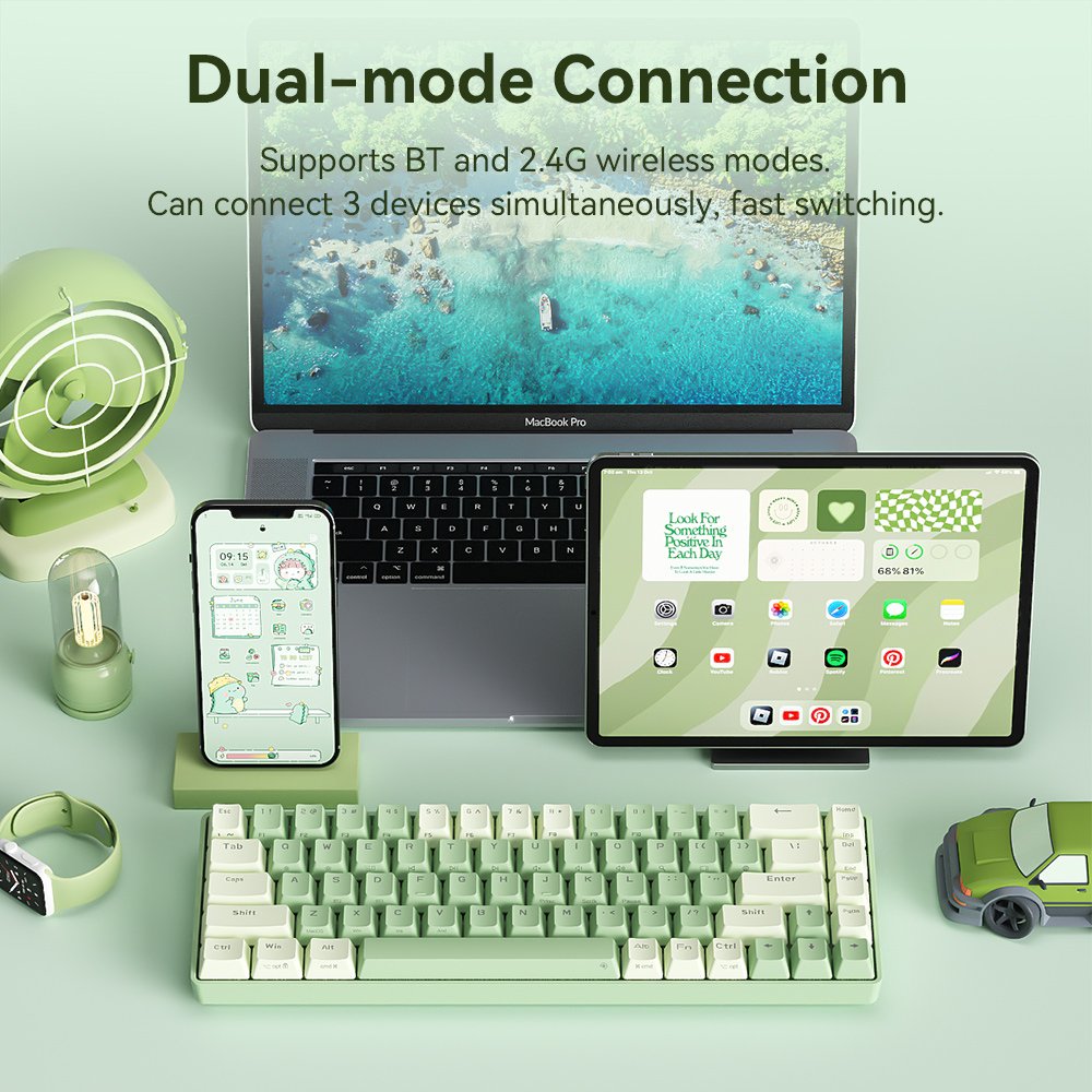 B.O.W New Arrival G62D Dual-mode Mechanical Gaming Keyboard 68 Keys BT and Wireless Connection Battery Version