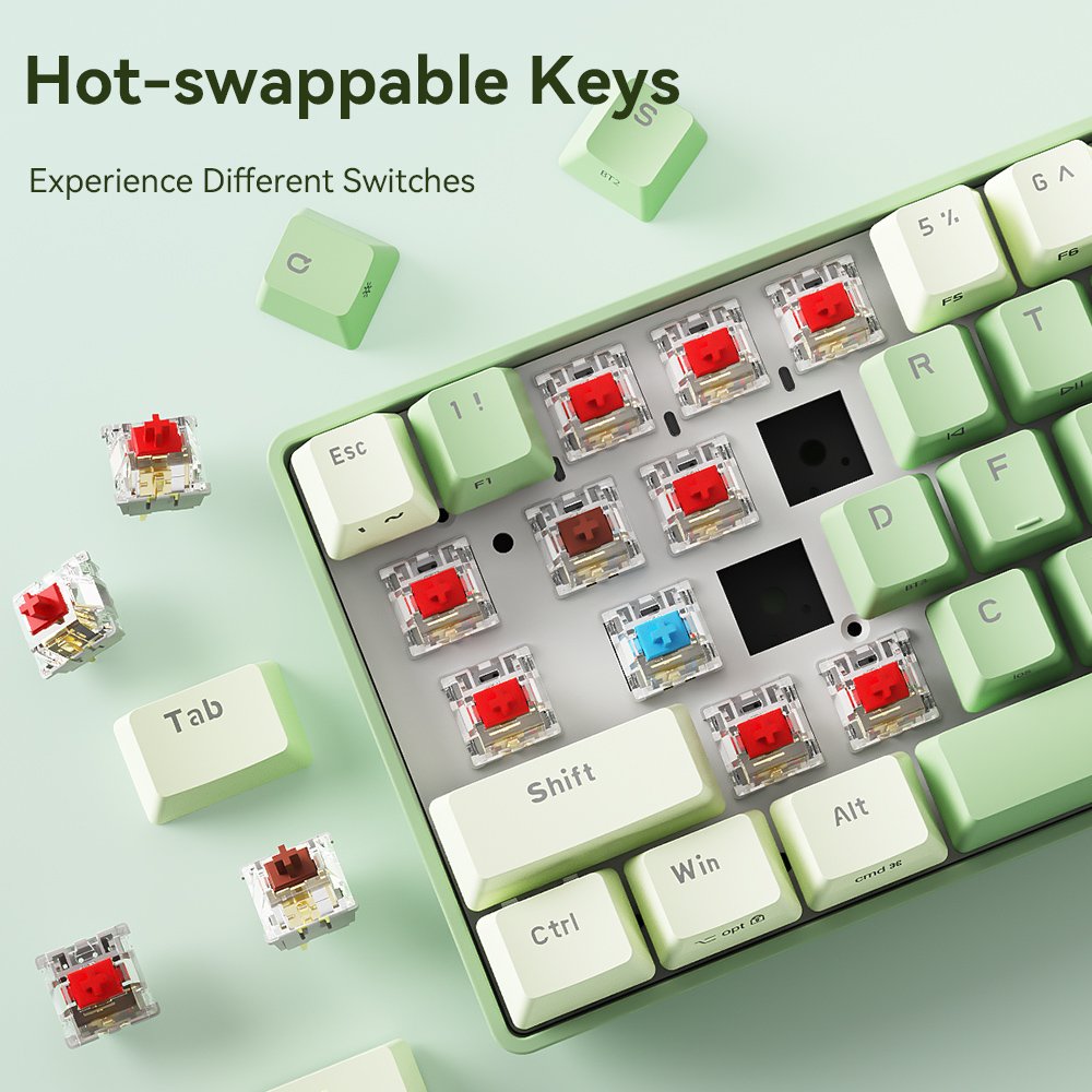B.O.W New Arrival G62D Dual-mode Mechanical Gaming Keyboard 68 Keys BT and Wireless Connection Battery Version