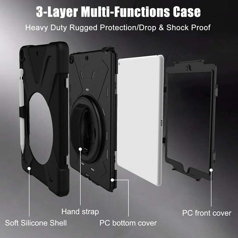 Detachable Protective Cover For Ipad Case 10.2" Inch 7th 8th 9th Generation Tablet Case Kids With Build In Pencil Holder