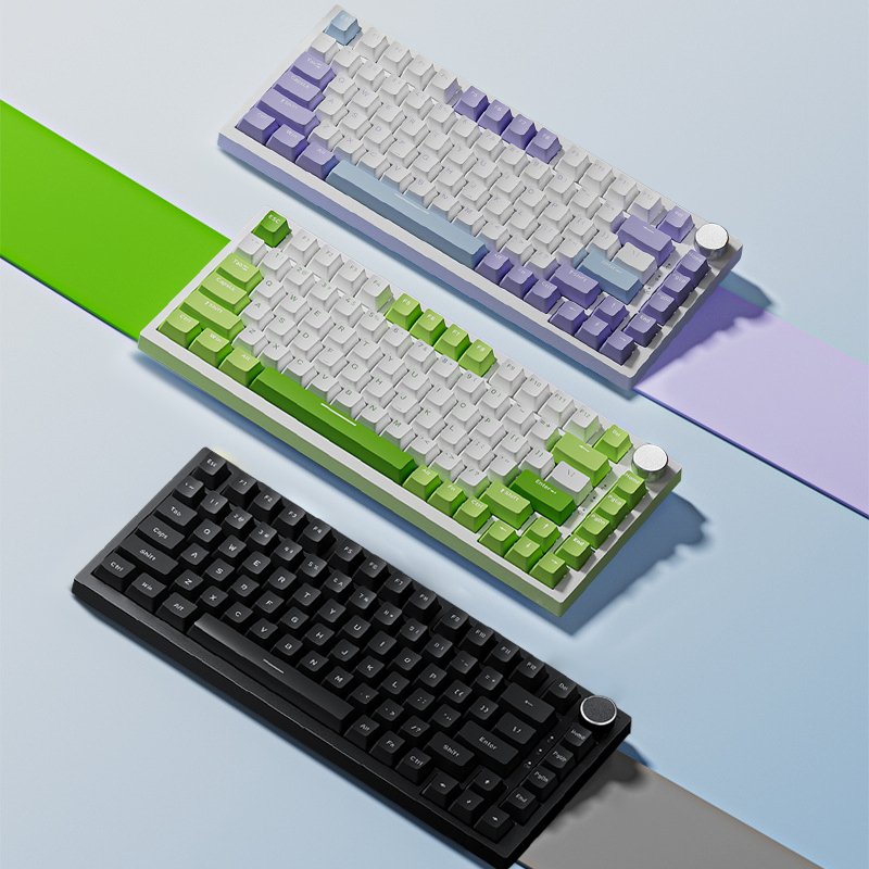 Gasket Mechanical Keyboard, 75% Wireless Hot Swappable Gaming Keyboard with Five-Layer Padding&Knob, Bluetooth/2.4GHz/USB-C
