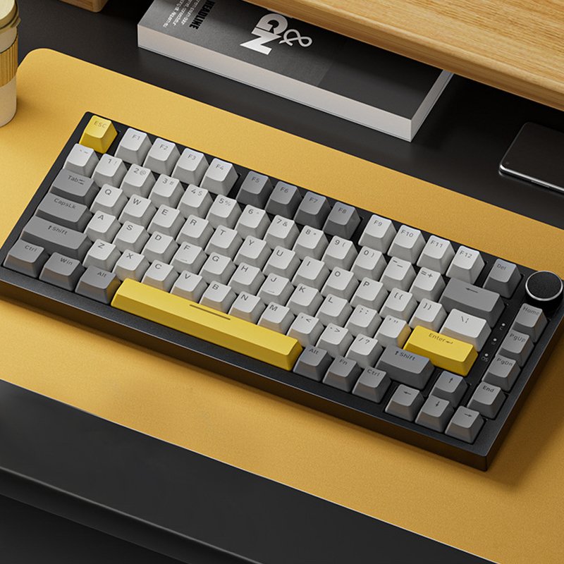 Gasket Mechanical Keyboard, 75% Wireless Hot Swappable Gaming Keyboard with Five-Layer Padding&Knob, Bluetooth/2.4GHz/USB-C