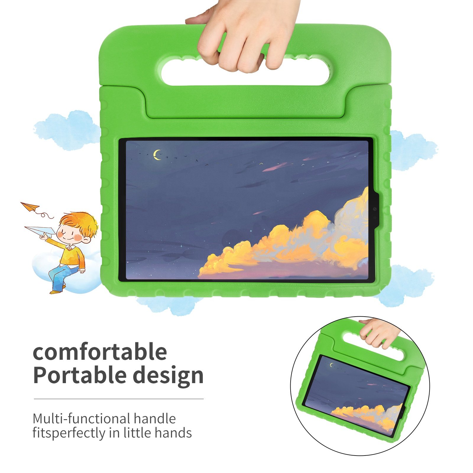 HGD Kids EVA Foam Tablet Case For Samsung Tab A7 Lite 8.7" 2021 Shockproof Cover with Shoulder Strap And Handle Case
