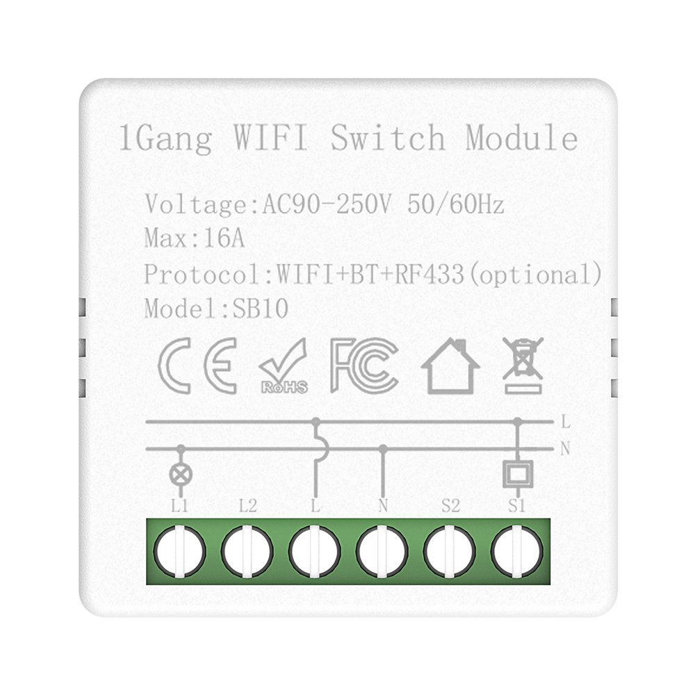 TOWO SmartSwitch 16A Relay 1Gang Wireless Module Alexa-controlled WIFI/Zigbee/Matter Wall Switches for Home Google Tuya APP