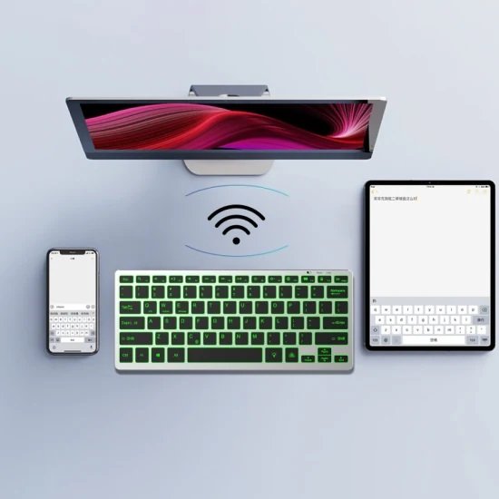 KOZH 2023 NEW Low Profile Type C Rechargeable 7 color RGB Backlit Portable 60% Bluetooth Mini Keyboard Wireless For Tablet