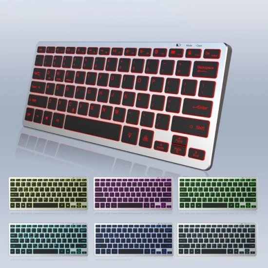 KOZH 2023 NEW Low Profile Type C Rechargeable 7 color RGB Backlit Portable 60% Bluetooth Mini Keyboard Wireless For Tablet