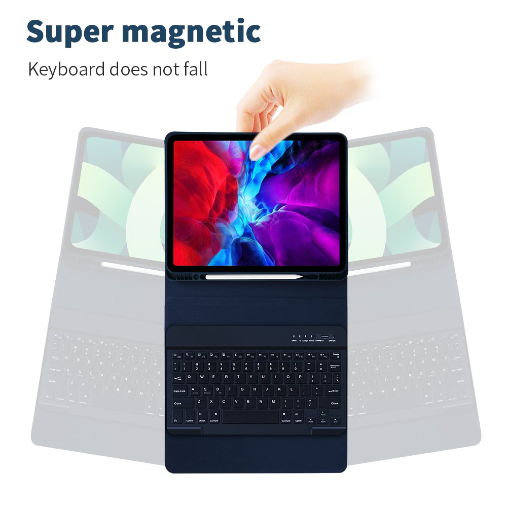 High Quality PU Smart Tablet Case for iPad Case 12.9 Trifolde Soft Silicone Back Cover Wireless BT Keyboard Magnetic