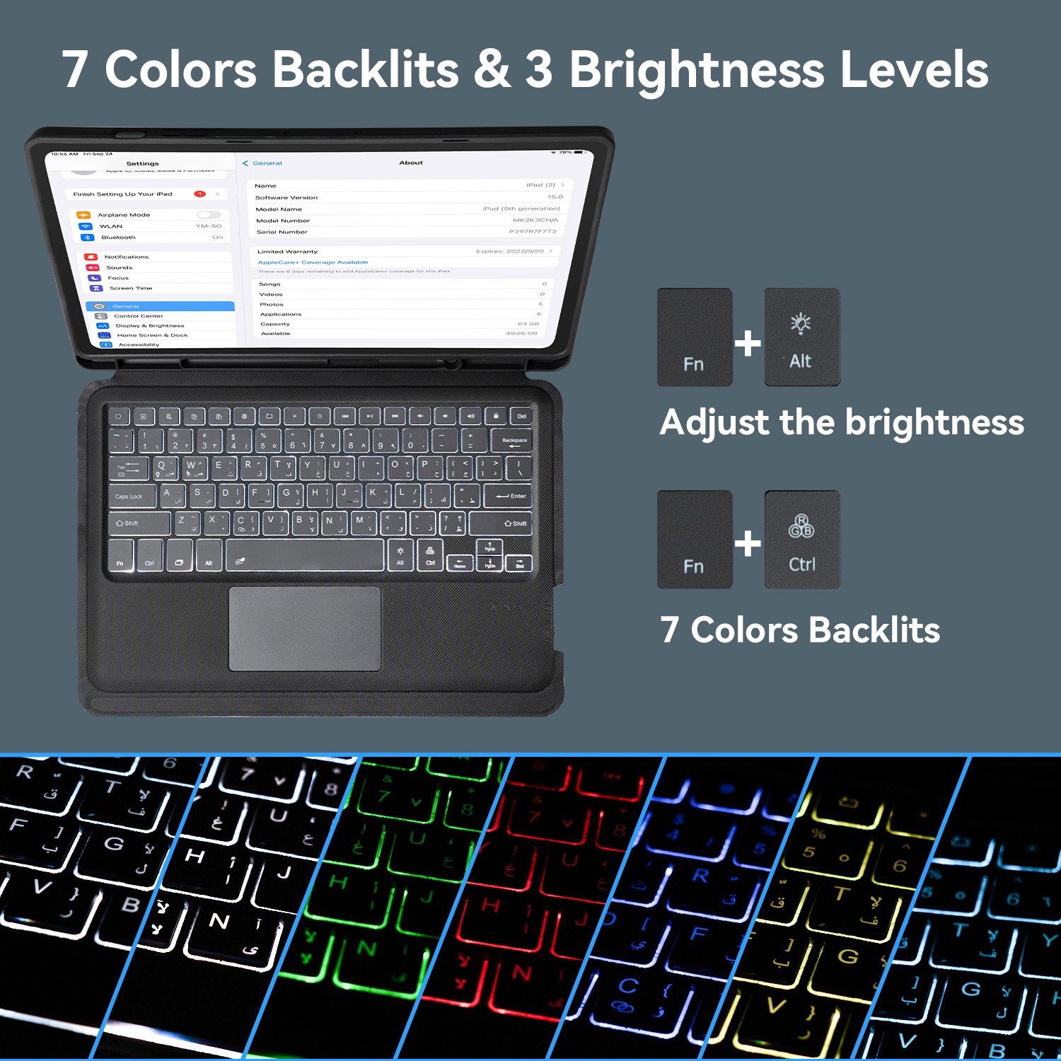 Hot sell SAMSUNG Tablet Keyboard Case for Galaxy Tab S9+, Large Key Sizes Pen Holder Slim Sturdy Ultra Lightweight