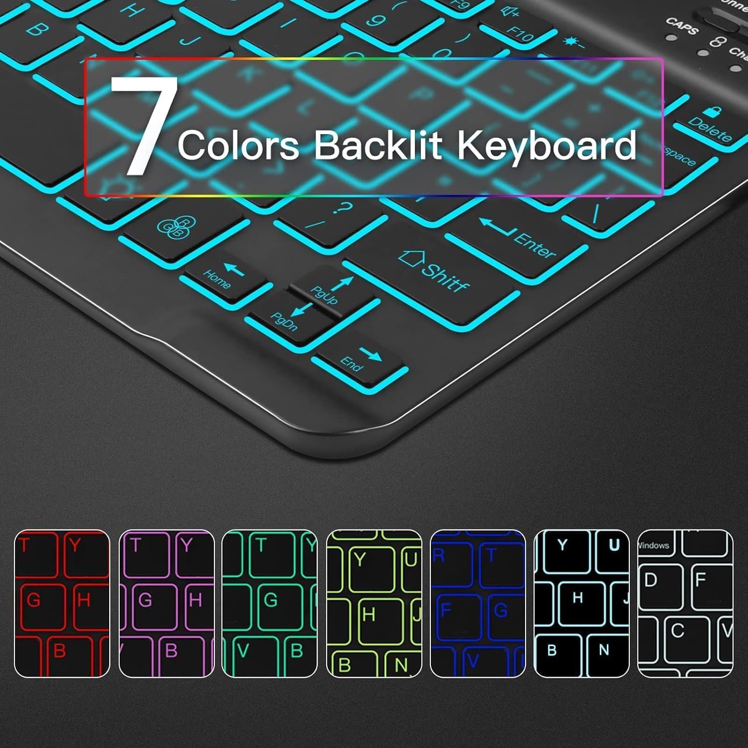 7 color RGB Backlit Magnetic Detachable Wireless Keyboard Cover Case with Pencil Holder for iPad Pro 11 Inch (M4) 2024