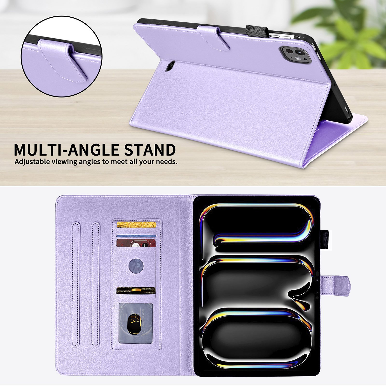 2024 custom pu Protective Tablet Cover Leather Tablet Case With Multi Function Card Holder Tablet pouch for ipad 10.2 10.9 12.9