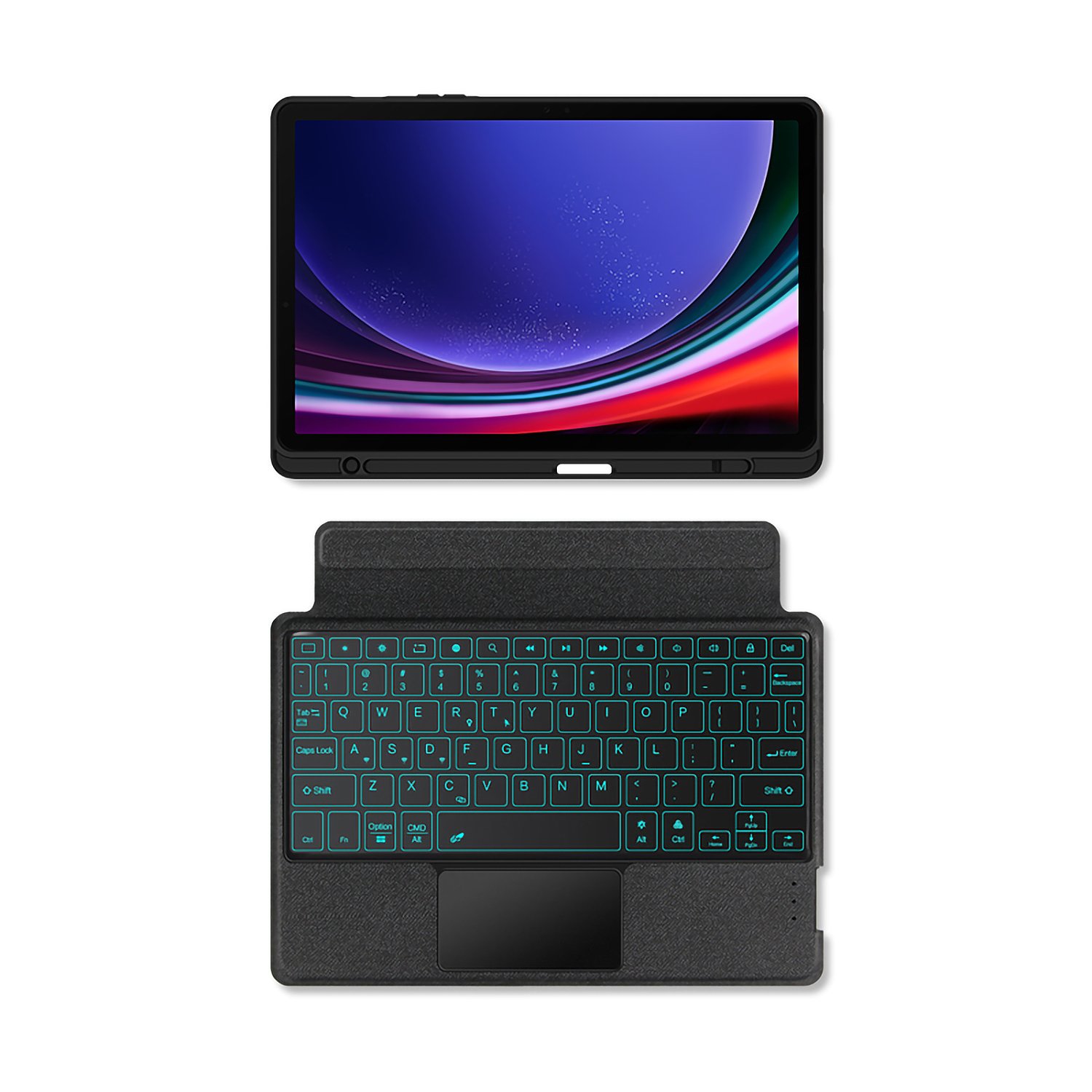 for SAMSUNG Tab S9/S9 FE bulit-in trackpad detachable 7RGB BT keyboard folio