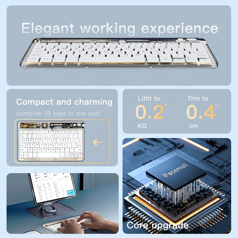 IFacemall Metal Aluminum Gaming Official Wireless Bluetooth RGB Backlit Mini keyboard For Laptop Tablet Computer IMac IPad