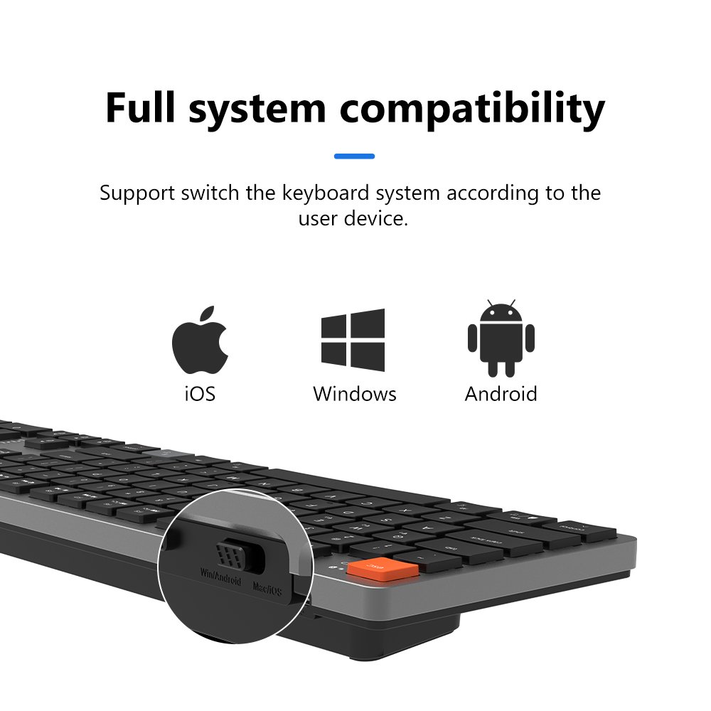 OEM Chocolate mechanical keyboard thin bluetooth+2.4G+USB chocolate structure keycap design,Upper cover aluminum alloy material