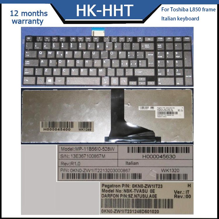 HK-HHT Customizable keyboard border color laptop internal keyboard for Toshiba L850 Italian version with backlight keyboard