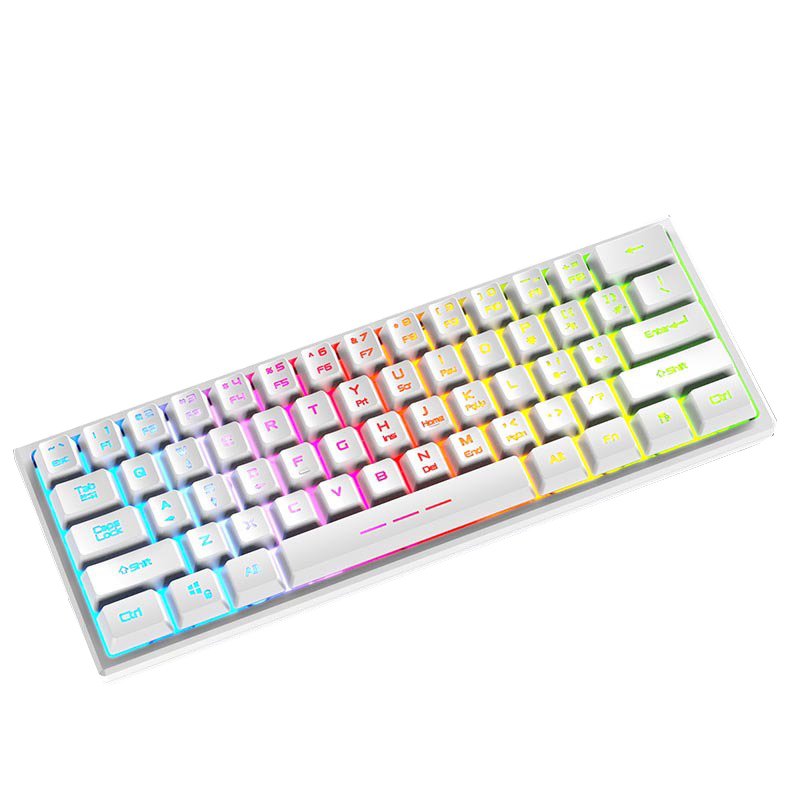 60 Percent Mechanical Gaming Keyboard Ergonomic Durable Detachable Type-C Cable Mini White Gaming Keyboard with Red Switches