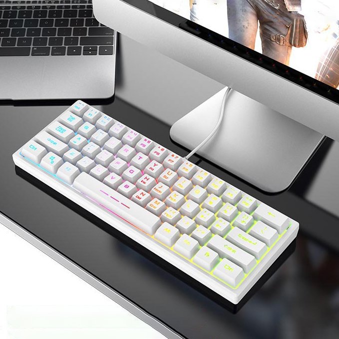 60 Percent Mechanical Gaming Keyboard Ergonomic Durable Detachable Type-C Cable Mini White Gaming Keyboard with Red Switches