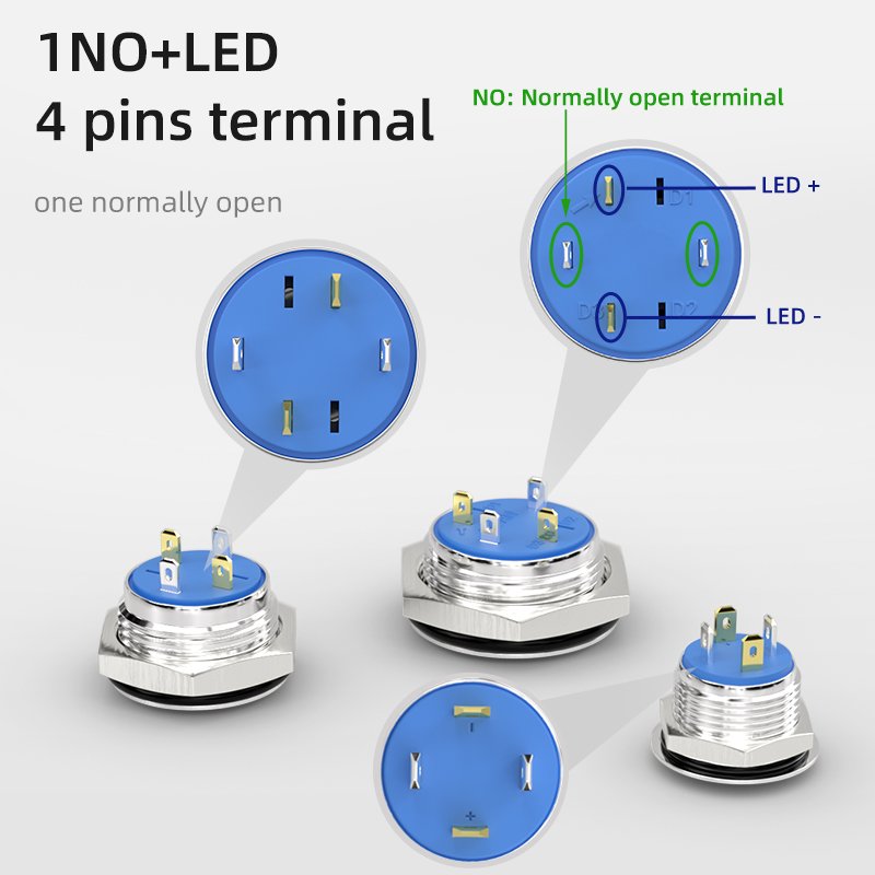 China Manufacturer Micro Travel Ip67 Normally Open 12mm 16mm 19mm Ring Light switches Illuminated Push Button
