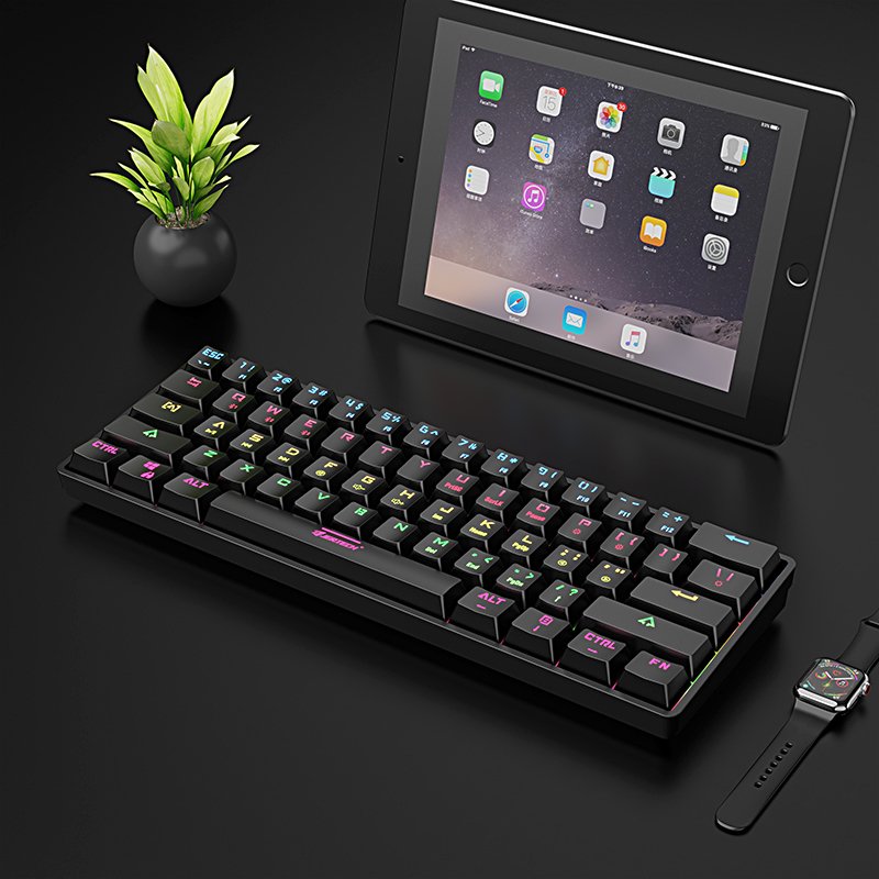 Jertech JK530 Linear Mechanical Switch Keyboard RGB Backlit 60% keyboard 61 Keys Colored Wireless Mechanical Keyboard For Laptop