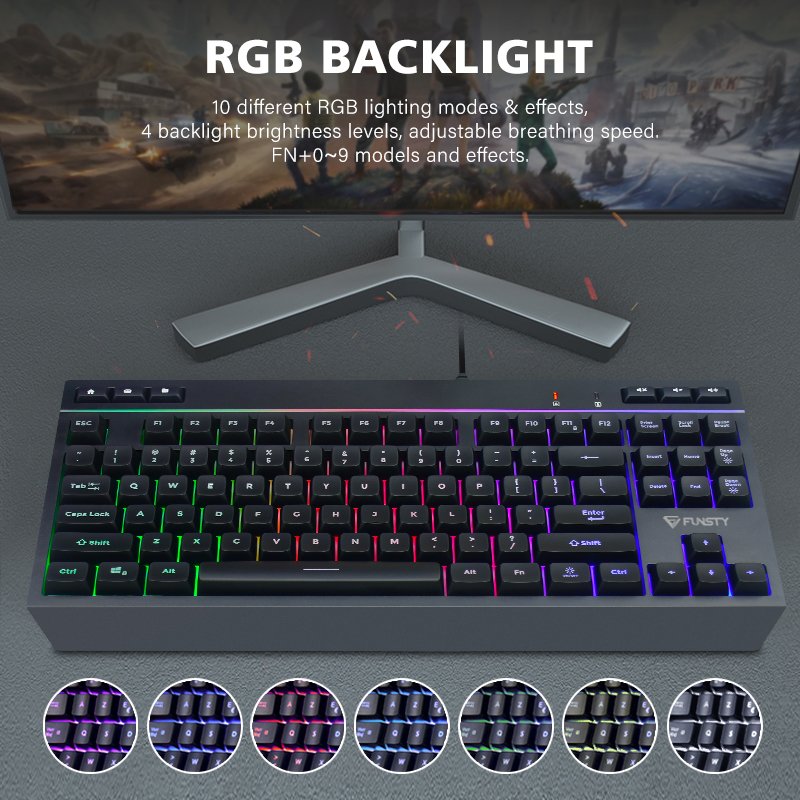 Mechanical Keyboard 87 Key RGB Backlit Blue Red Switch Portable Gaming Wired Keyboard Spanish Korean Keyboard for Desktop Laptop