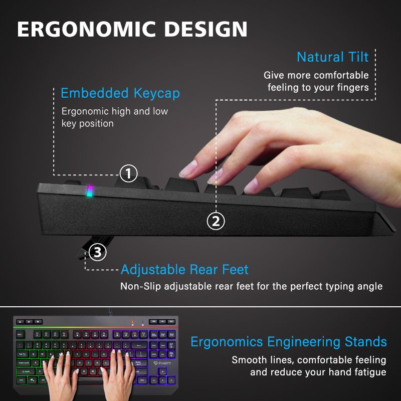 Mechanical Keyboard 87 Key RGB Backlit Blue Red Switch Portable Gaming Wired Keyboard Spanish Korean Keyboard for Desktop Laptop