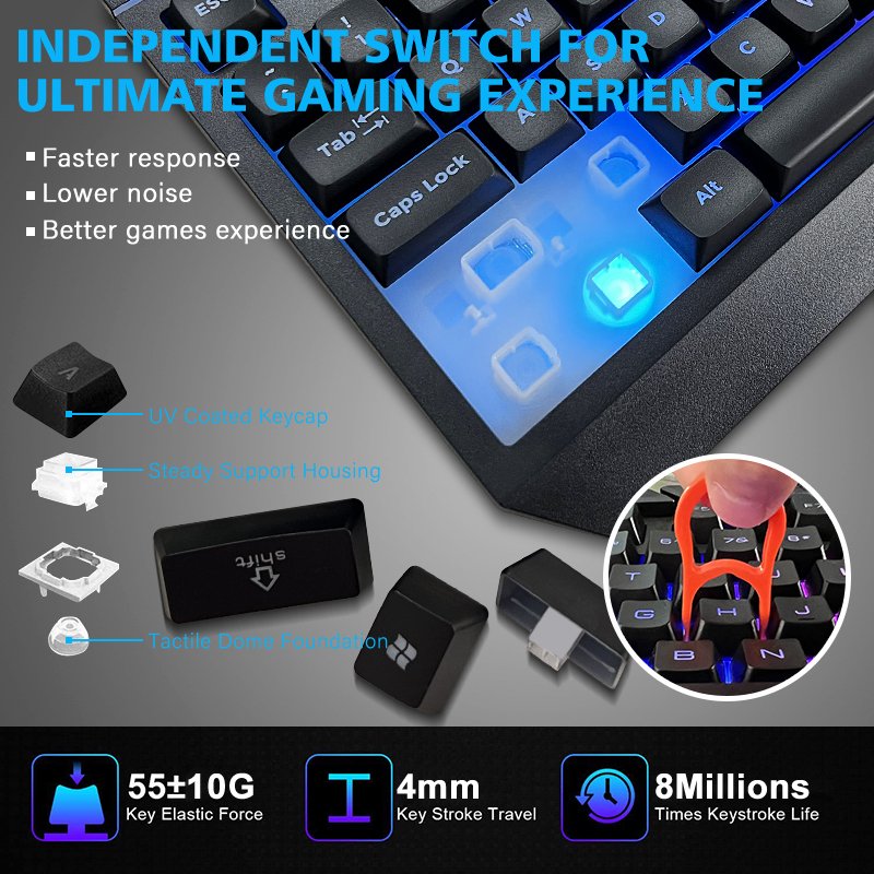 Mechanical Keyboard 87 Key RGB Backlit Blue Red Switch Portable Gaming Wired Keyboard Spanish Korean Keyboard for Desktop Laptop